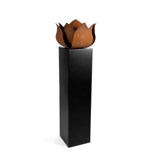 Urnament zwart roestvrijstaal met bloem urn roos