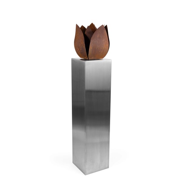 Urnament roestvrijstaal met bloem urn tulp cortenstaal