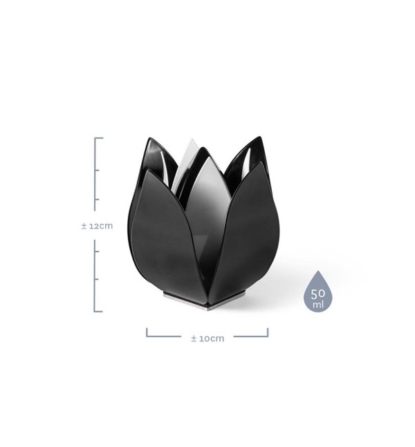 RVS urn - tulp zwart/wit klein afmetingen