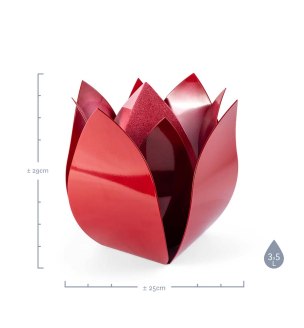RVS urn - Tulp rood groot afmetingen