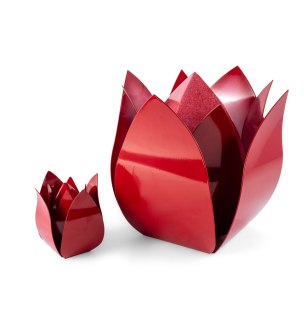 RVS urn - Tulp rood groot en klein