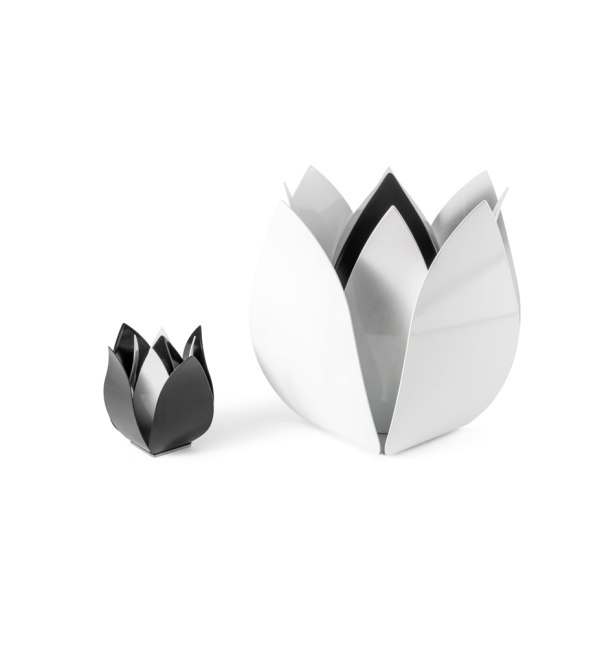 RVS urn - tulp zwart/wit klein en groot