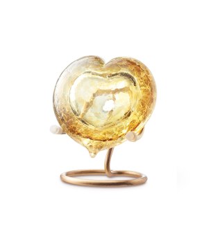 Mini urn - Knuffelsteen hartje goud met houder