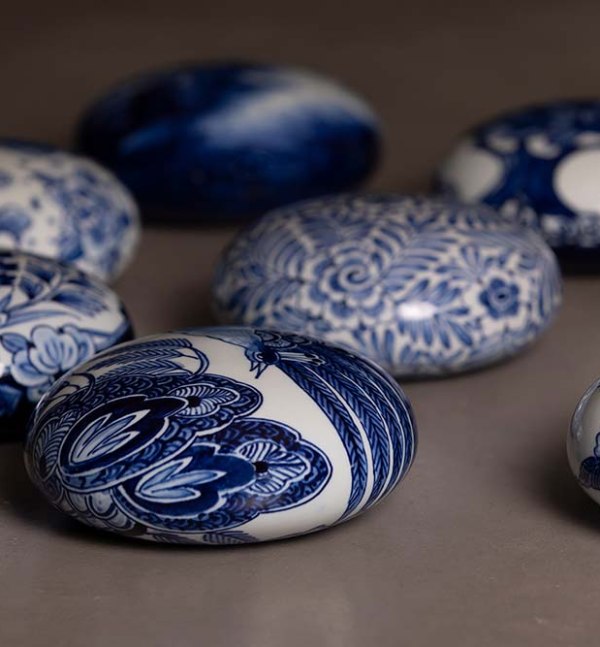 Keramische urn - Blue flower sfeerbeeld 2