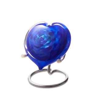 Mini urn - hart Blauw met houder