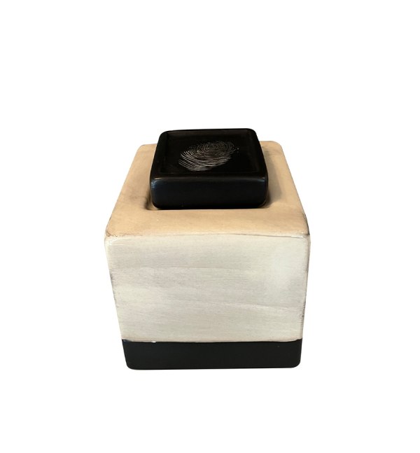 Mini urn - Kube Crème | Vingerafdruk