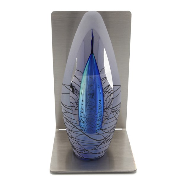 Mini urn – Spirit Krakele Blauw rvs standaard
