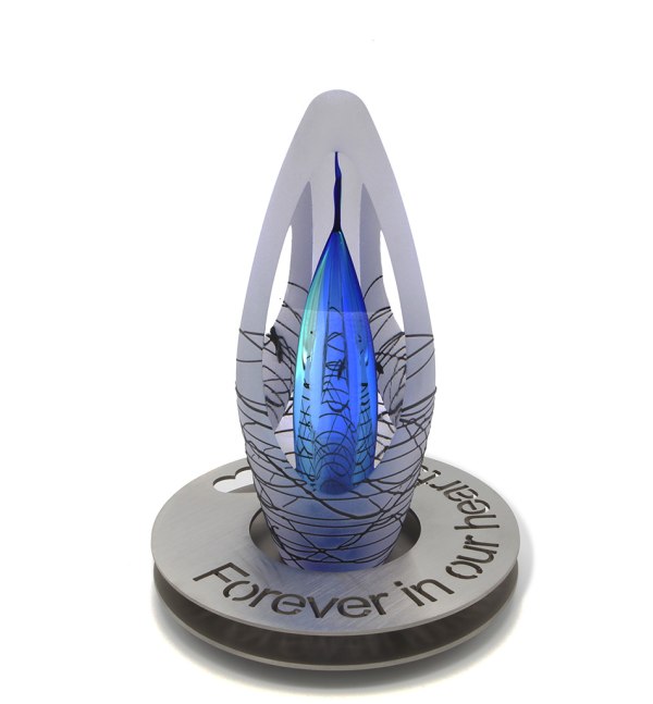 Mini urn – Spirit Krakele Blauw rvs tekstring
