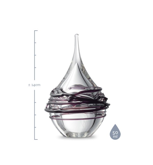 Mini urn | Druppel Transparant Swirl afmetingen