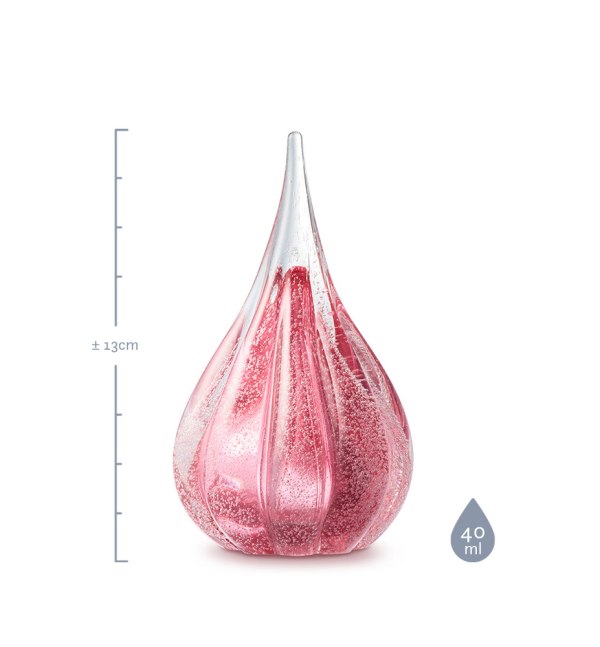 Mini urn – druppel sparkle Roze