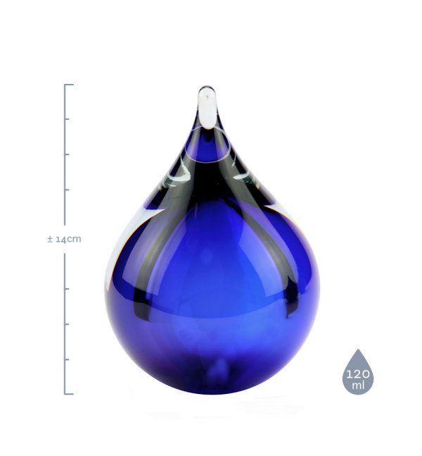 Mini urn – Bubble Blauw afmetingen