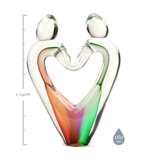 Mini urn glas hart multicolor afmetingen