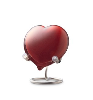 Mini urn - Knuffelsteen hartje rood met houder